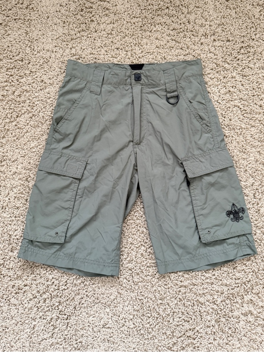Official BSA Boy Scout Centennial Uniform Cargo Shorts, Olive Green, Youth L